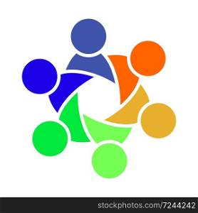 meeting teamwork room people logo.group of six persons in circle,Vector illustration