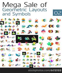 Mega collection of abstract symbols, company logos and infographics, universal templates vector set