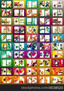 Mega collection of business annual report brochure templates, A4 size covers created with geometric modern patterns - squares, lines, triangles, waves