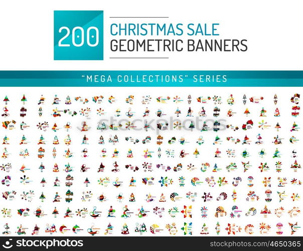 Mega collection of Christmas sale banner templates. Mega collection of Christmas sale banner templates. Holiday New Year elements - blank geometric shapes with text