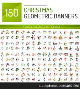 Mega collection of Christmas sale banner templates. Mega collection of Christmas sale banner templates. Holiday New Year elements - blank geometric shapes with text