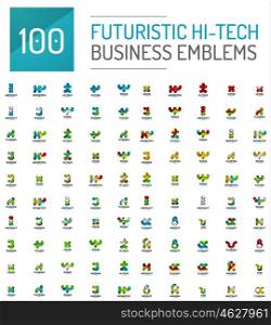 Mega collection of futuristic abstract business logo icons. Mega collection of 100 futuristic abstract business logo icons