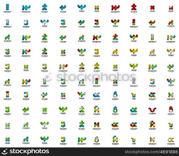 Mega collection of futuristic abstract business logo icons. Mega collection of 100 futuristic abstract business logo icons