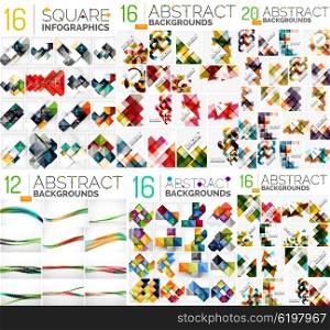 Mega collection of geometric abstract backgrounds, flyer, brochure design templates. Color compositions. Vector illustration