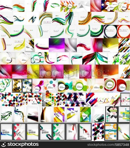Mega collection of geometric abstract backgrounds.Modern futuristic designs. Universal for presentations, web or app covers, print templates