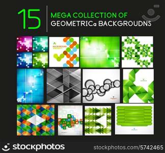 Mega collection of geometric shape abstract backgrounds. Business hi-tech creative, presentation, web and print designs
