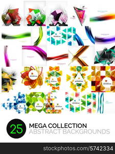 Mega collection of triangular, wave and other geometric abstract backgrounds