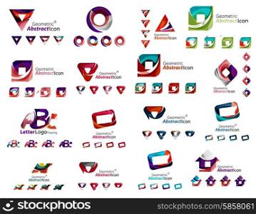 Mega collection of various abstract business emblems. Universal icon set for any idea concepts geometric shapes loops, circles, triangles and letters