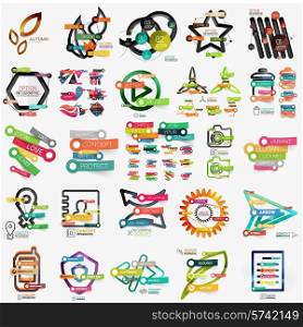 Mega collection of various web infographics, web icons and words on colorful stickers