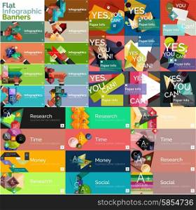 Mega collection of vector flat web infographic concepts and banners, various universal set