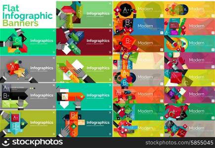 Mega collection of vector flat web infographic concepts and banners, various universal set
