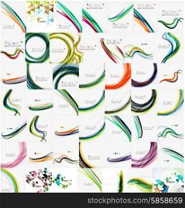 Mega collection of wave abstract backgrounds. Universal templates, web layouts or print graphics