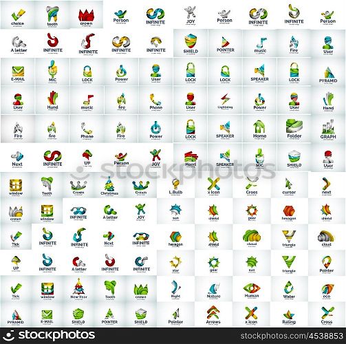 Mega collection of web logo icons, business universal corporate symbols