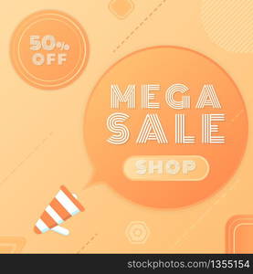 Mega sale banner shoping advertise modern art design color bright. vector illustration.