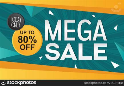 Mega Sale Discount Offer Promotion Web App Banner Vector Illustration