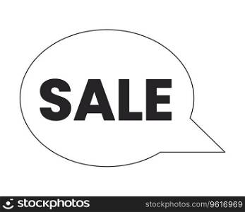 Mega sale in speech bubble black and white 2D line cartoon price tag. Best purchase isolated vector outline sticker sale holiday. Shopping monochromatic flat spot illustration, retail promotion label. Mega sale in speech bubble black and white 2D line cartoon price tag