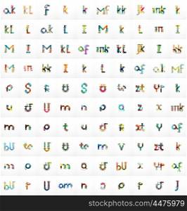 Mega set of 100 vector letter logos, linear design