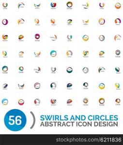Mega set of abstract circles created with wave elements. Mega set of abstract circles made of wave elements. Vector universal logos