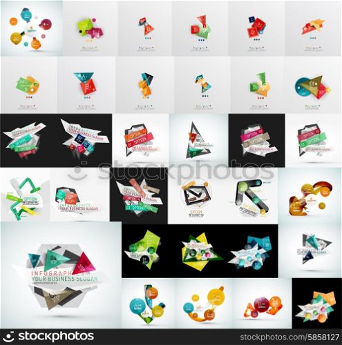 Mega set of abstract geometric web banner decorations. Vector illustration. Mega set of abstract geometric web banner decorations