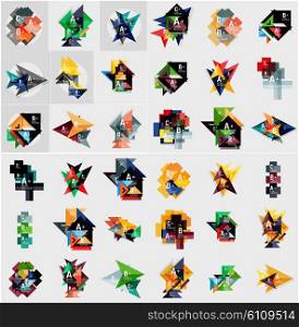 Mega set of abstract geometric web option box banners. Triangles, squares, rectangles and other shapes - buttons with text. Vector illustration