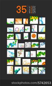 Mega set of business geometric layout abstract templates. 35 backgrounds