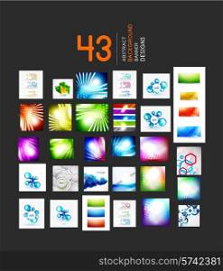 Mega set of business geometric layout abstract templates. 43 backgrounds