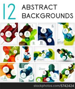 Mega set of circle geometric backgrounds - 12 design templates. For business background | numbered banners | business lines | graphic website