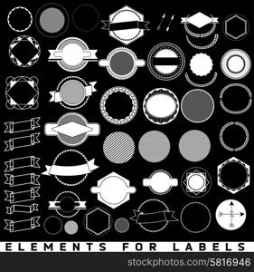 Mega set of design elements for retro label and ribbons