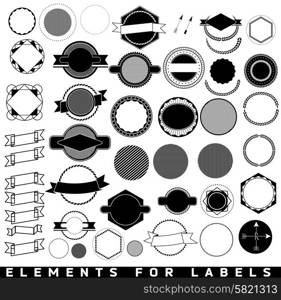 Mega set of design elements for retro label and ribbons