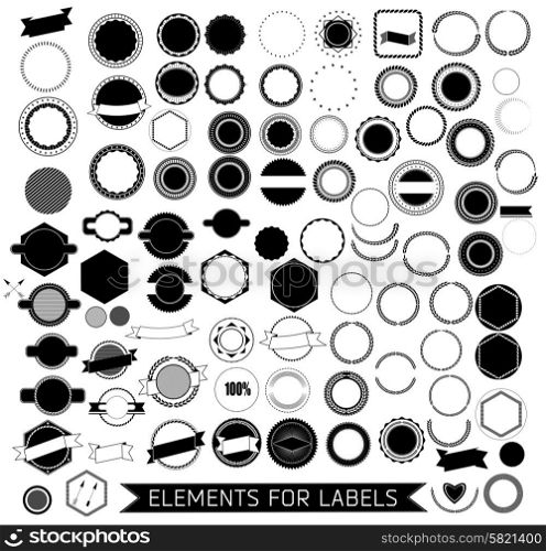 Mega set of design elements for retro label and ribbons