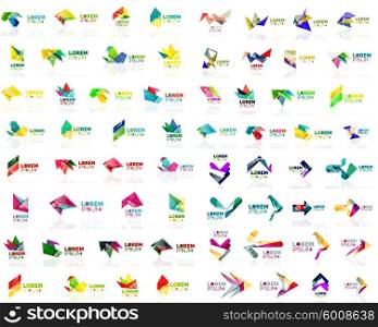 Mega set of geometrical abstract logos. Company universal concept branding identity emblems, symbols, elements