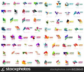 Mega set of geometrical abstract logos. Company universal concept branding identity emblems, symbols, elements