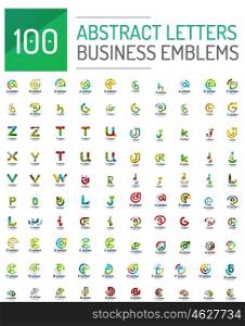Mega set of letter logo icons. Mega collection of 100 letter logo business icons