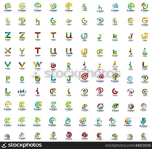 Mega set of letter logo icons. Mega collection of 100 letter logo business icons