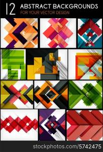 Mega set of paper geometric backgrounds - 12 design templates. For business background | numbered banners | business lines | graphic website