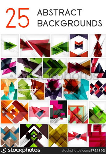 Mega set of paper geometric backgrounds - 25 design templates. For business background | numbered banners | business lines | graphic website