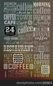 Mega set of thin line Vintage Retro Coffee Labels and typography. Coffee decoration collection
