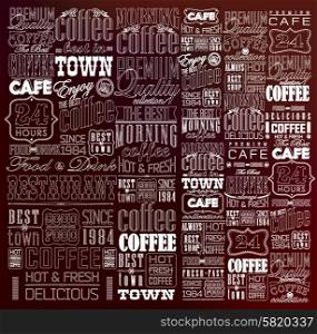 Mega set of thin line Vintage Retro Coffee Labels and typography. Coffee decoration collection. Set Of Vintage Retro Coffee