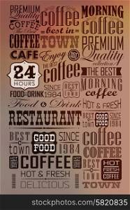 Mega set of thin line Vintage Retro Coffee Labels and typography. Coffee decoration collection