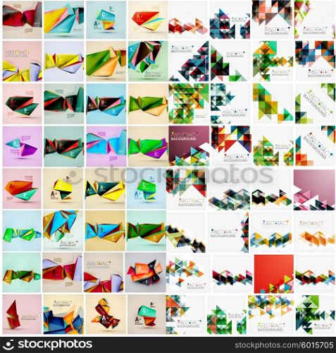 Mega set of various style geometrical templates. Mega set of various style geometrical templates. Vector abstract backgrounds