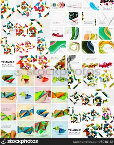Mega set of various style geometrical templates. Mega set of various style geometrical templates. Vector abstract backgrounds