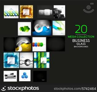 Mega set of vector glass labels, plates and compositions. Buttons icons tags badges