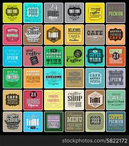 Mega set of Vintage Retro Coffee Labels and typography, lements in retro style