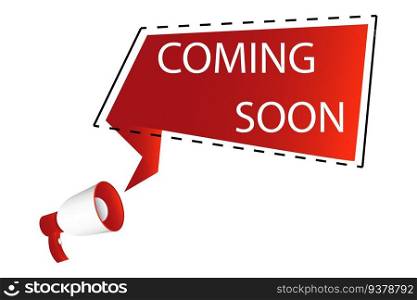 Megaphone banner with text coming soon.Vector illustration. EPS 10. stock image.. Megaphone banner with text coming soon.Vector illustration. EPS 10.