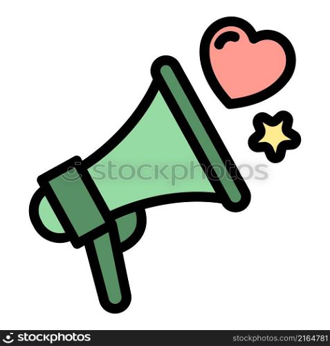 Megaphone campaign icon. Outline megaphone campaign vector icon color flat isolated. Megaphone campaign icon color outline vector