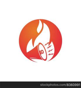 Megaphone fire vector logo design template. Marketing, revolution and news logo concept.	