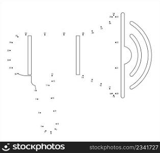 Megaphone Icon Connect The Dots, Loudspeaker, Bullhorn Icon Vector Art Illustration, Puzzle Game Containing A Sequence Of Numbered Dots