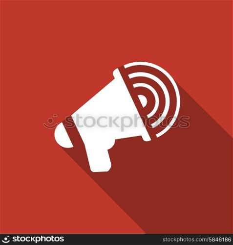 Megaphone icon with a long shadow