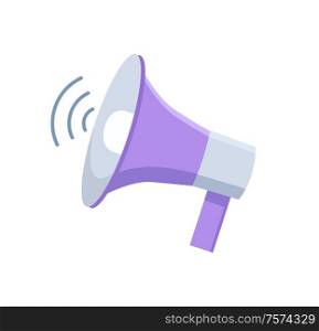 Megaphone loudspeaker for announcements isolated icon vector. Bullhorn for making public messages in loud voice, flat style design retro item for noise. Megaphone Loudspeaker for Announcements Isolated