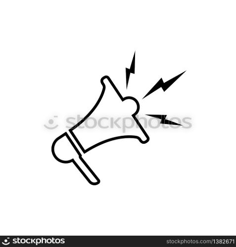 Megaphone or loudspeaker icon line in black simple design on an isolated background. EPS 10 vector.. Megaphone or loudspeaker icon line in black simple design on an isolated background. EPS 10 vector